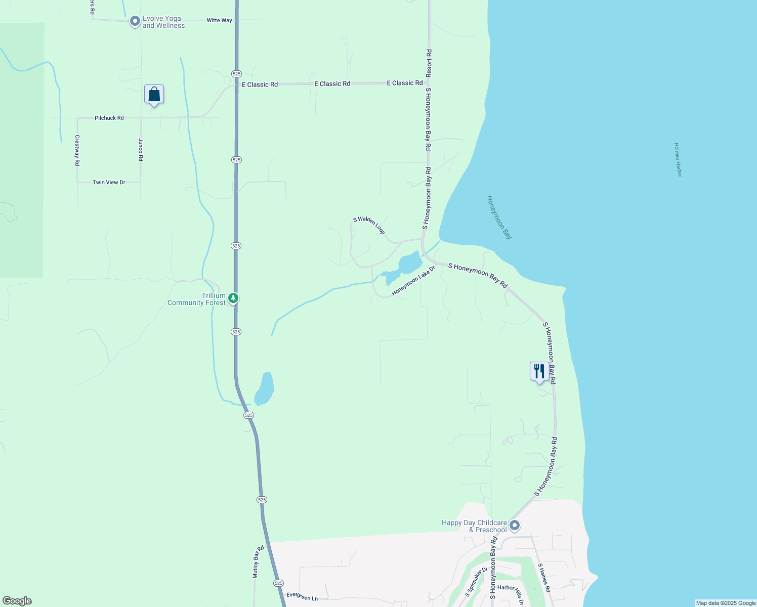 map of restaurants, bars, coffee shops, grocery stores, and more near 1124 Honeymoon Lake Drive in Greenbank