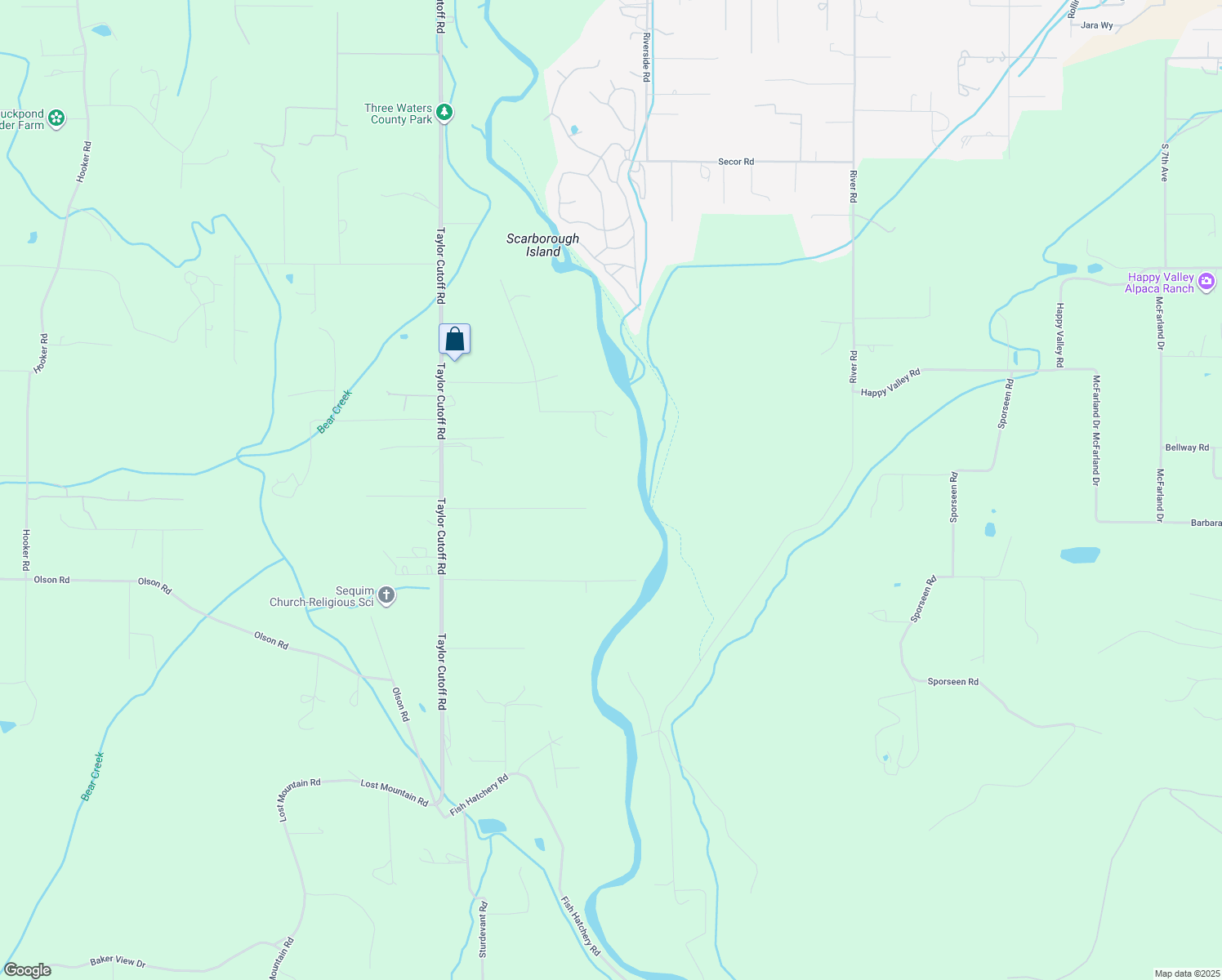 map of restaurants, bars, coffee shops, grocery stores, and more near 353 Clover Lane in Sequim