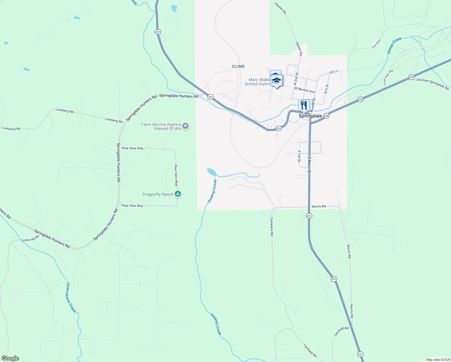 map of restaurants, bars, coffee shops, grocery stores, and more near in Springdale