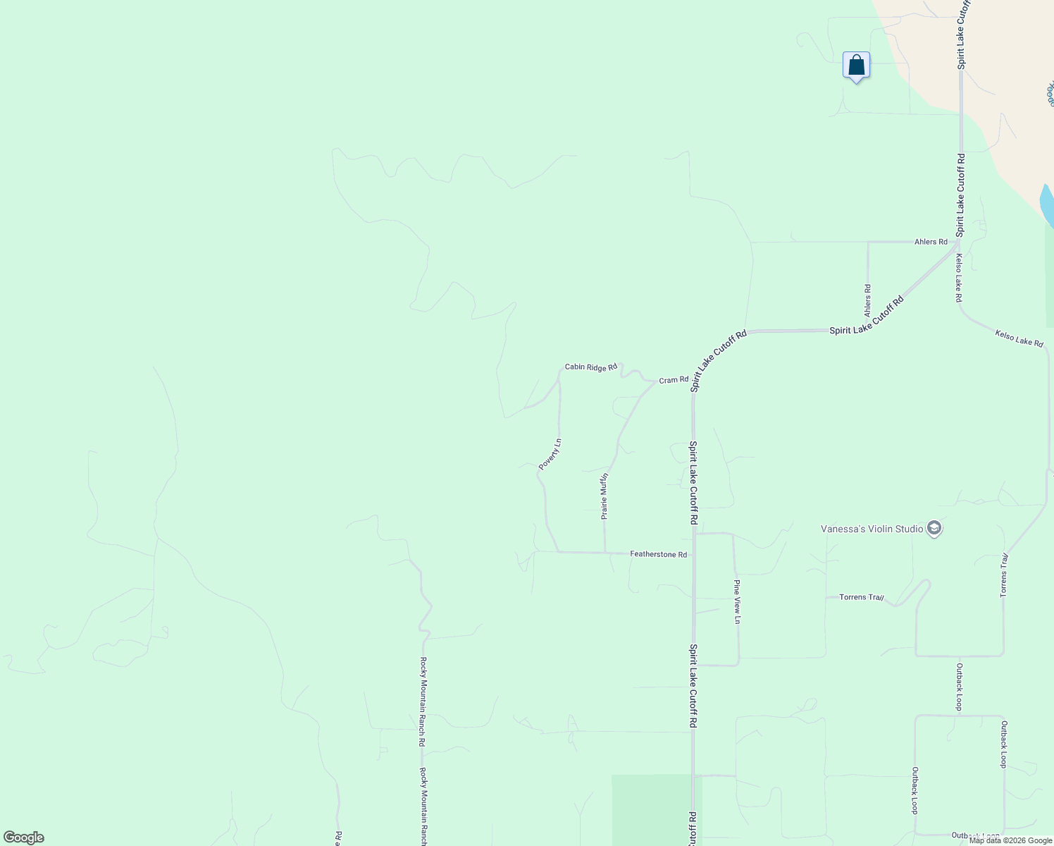 map of restaurants, bars, coffee shops, grocery stores, and more near 552 Cabin Ridge Road in Spirit Lake