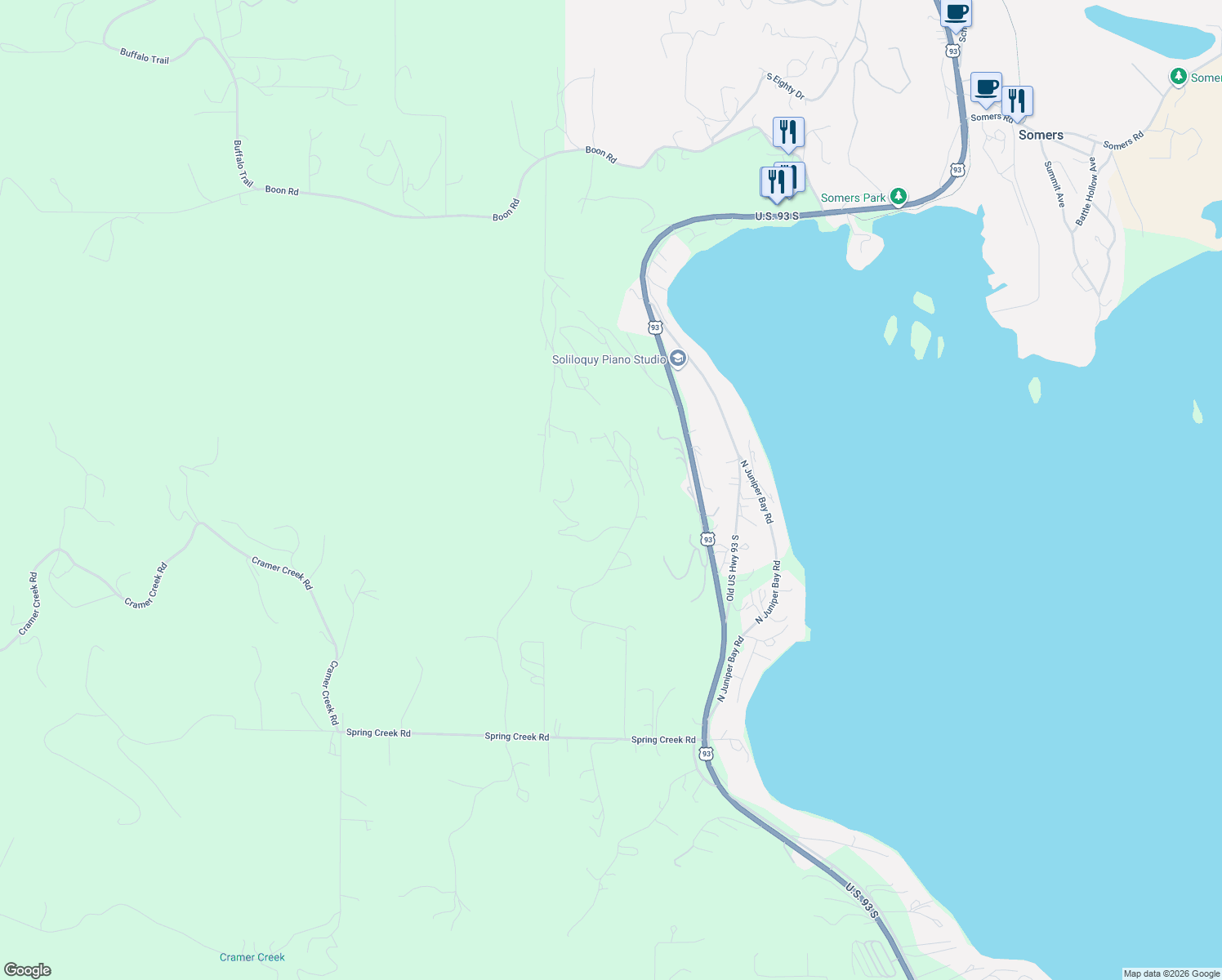 map of restaurants, bars, coffee shops, grocery stores, and more near 290 Westridge Drive in Somers