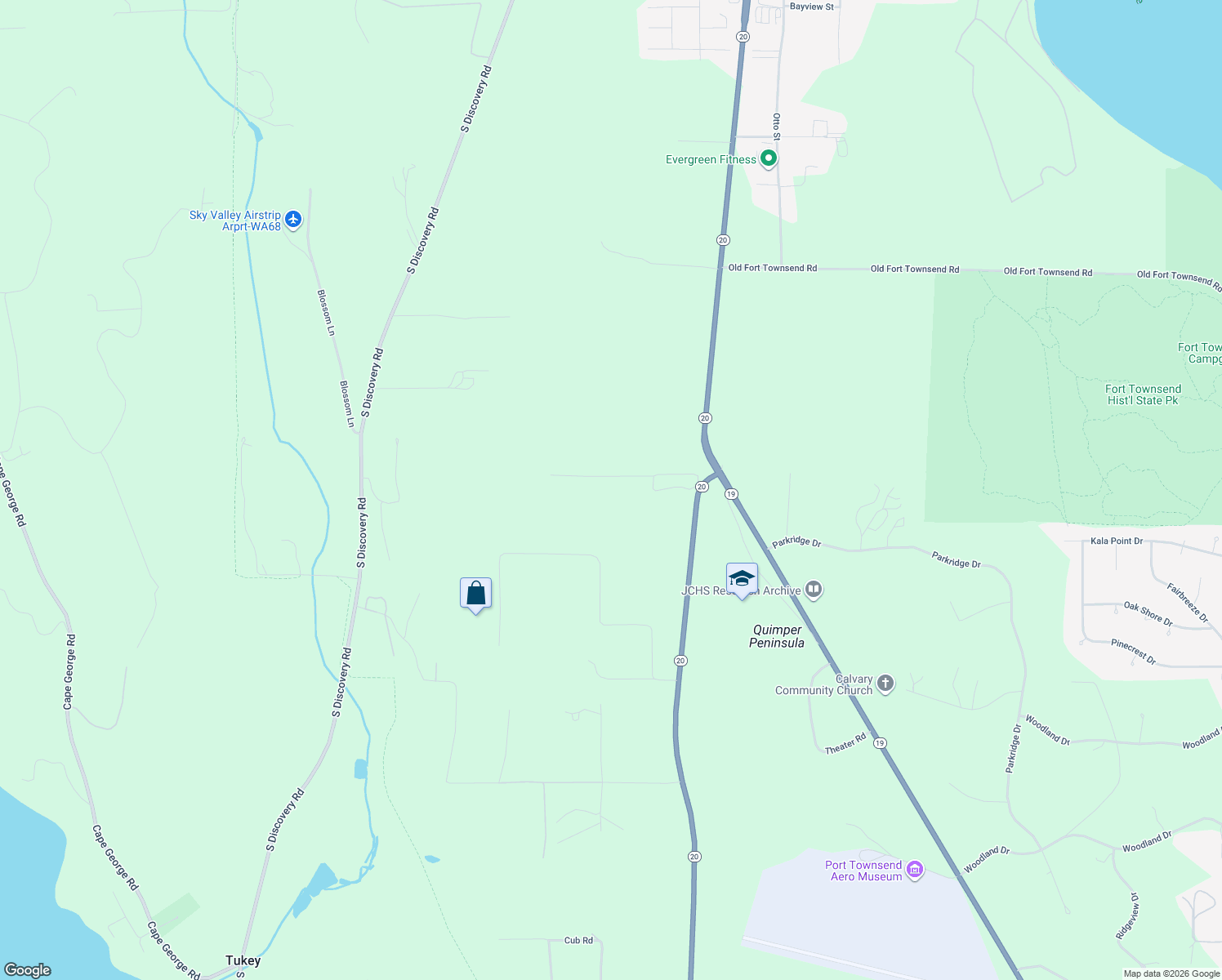 map of restaurants, bars, coffee shops, grocery stores, and more near 101 Whiskey Road in Port Townsend