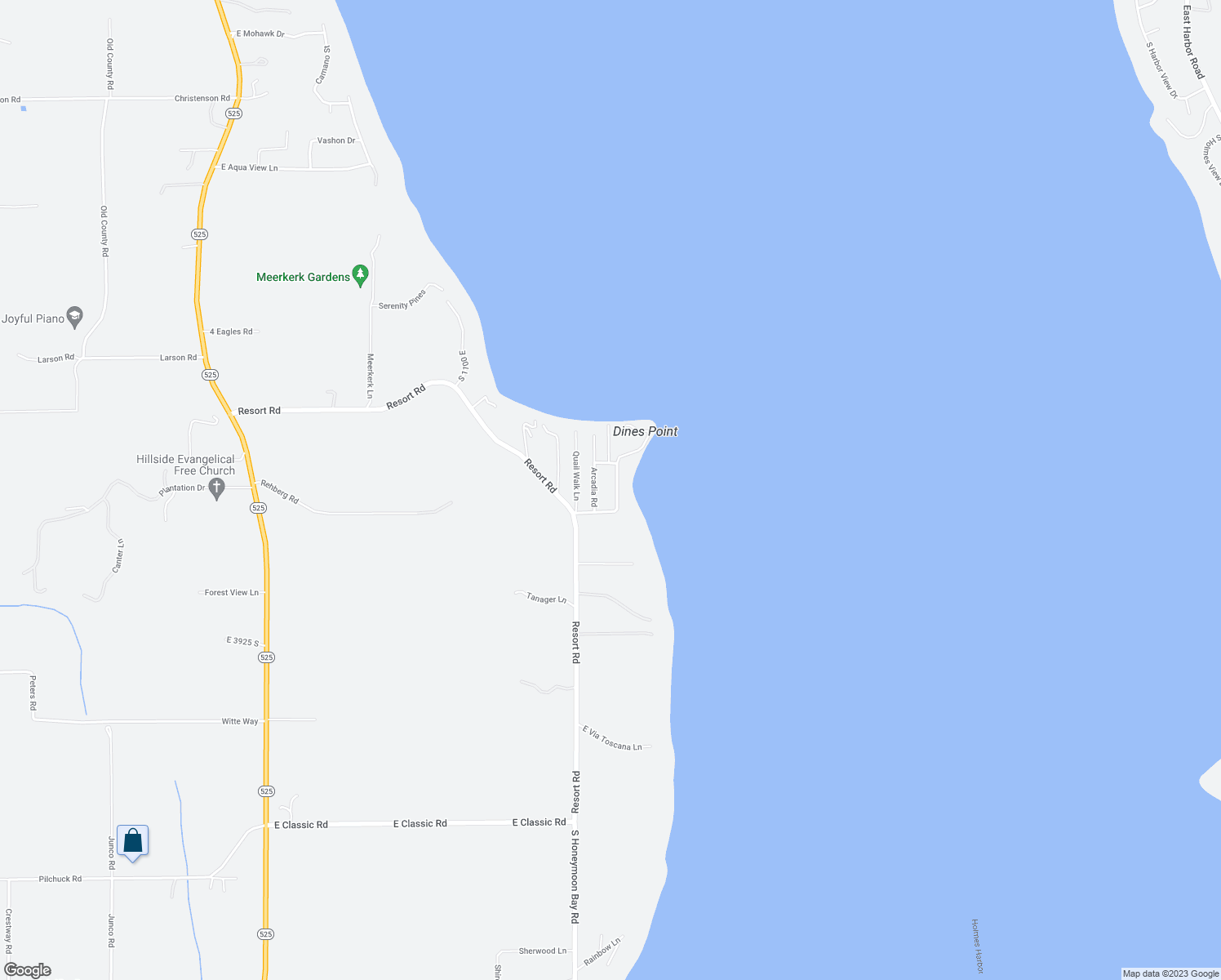 map of restaurants, bars, coffee shops, grocery stores, and more near 1277 Dines Point Road in Greenbank