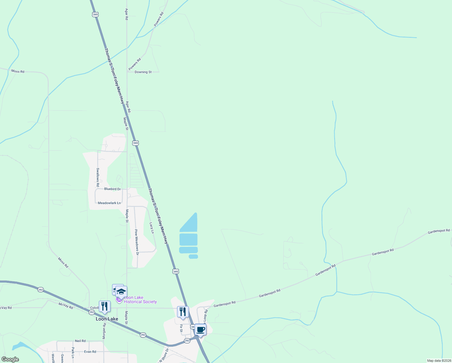 map of restaurants, bars, coffee shops, grocery stores, and more near in Loon Lake