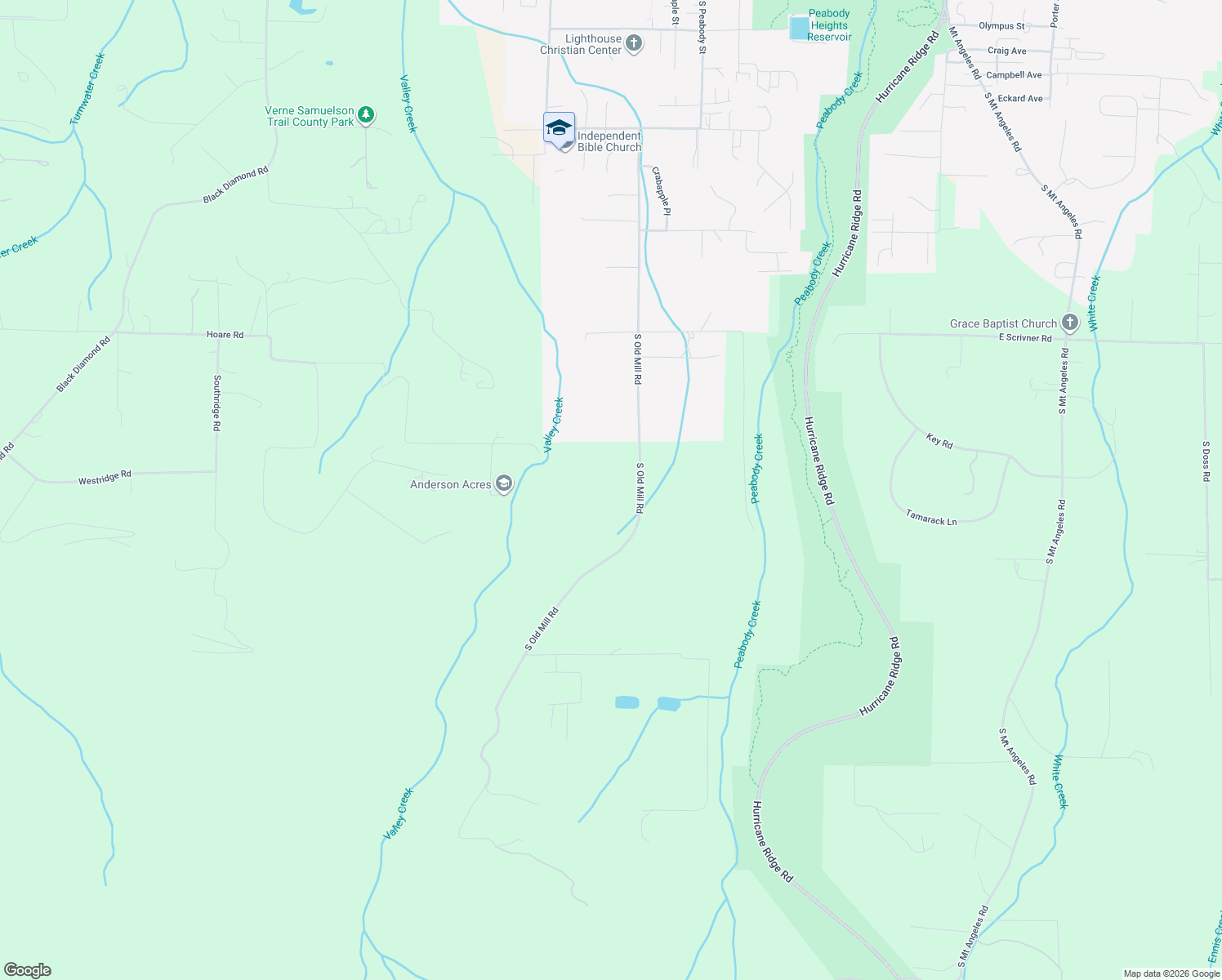 map of restaurants, bars, coffee shops, grocery stores, and more near 4826 Old Mill Road in Port Angeles