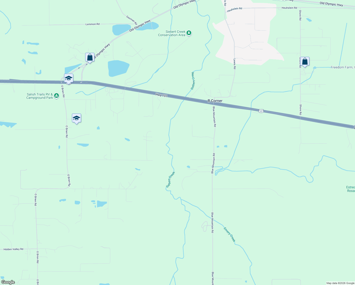 map of restaurants, bars, coffee shops, grocery stores, and more near 232 Meadow Ridge Way in Port Angeles