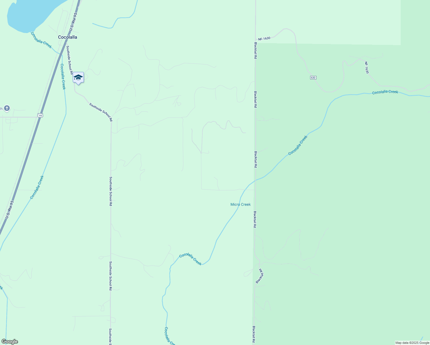 map of restaurants, bars, coffee shops, grocery stores, and more near 255 Y-For Road in Cocolalla