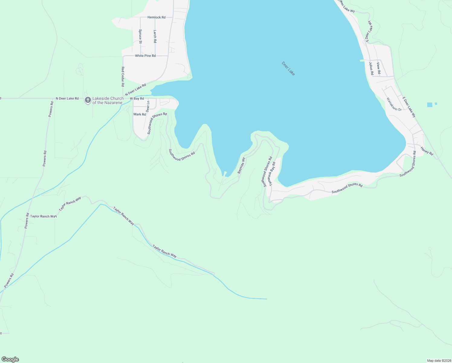 map of restaurants, bars, coffee shops, grocery stores, and more near 3963 Cedar Bay Road in Loon Lake