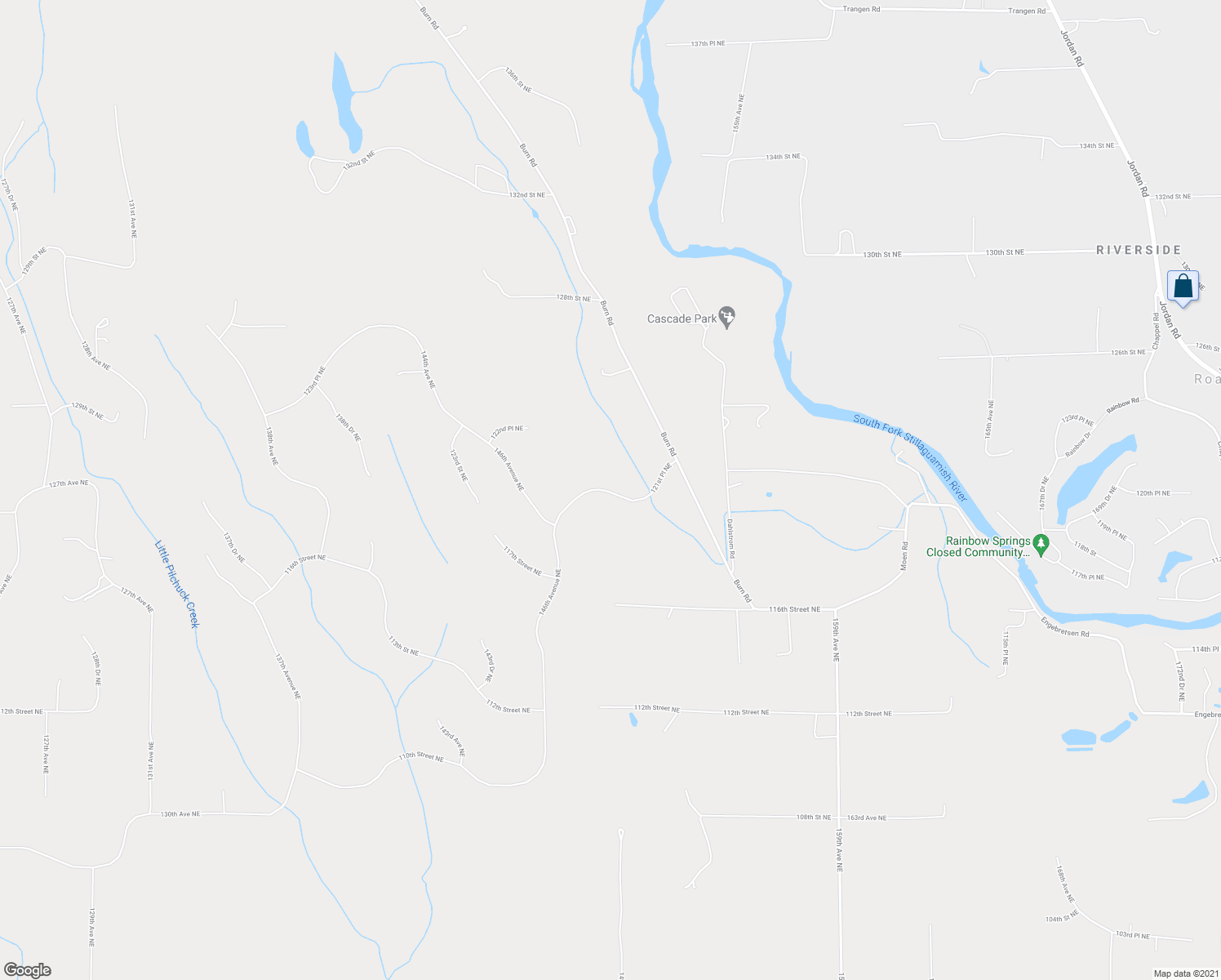 map of restaurants, bars, coffee shops, grocery stores, and more near 14817 121st Place Northeast in Lake Stevens