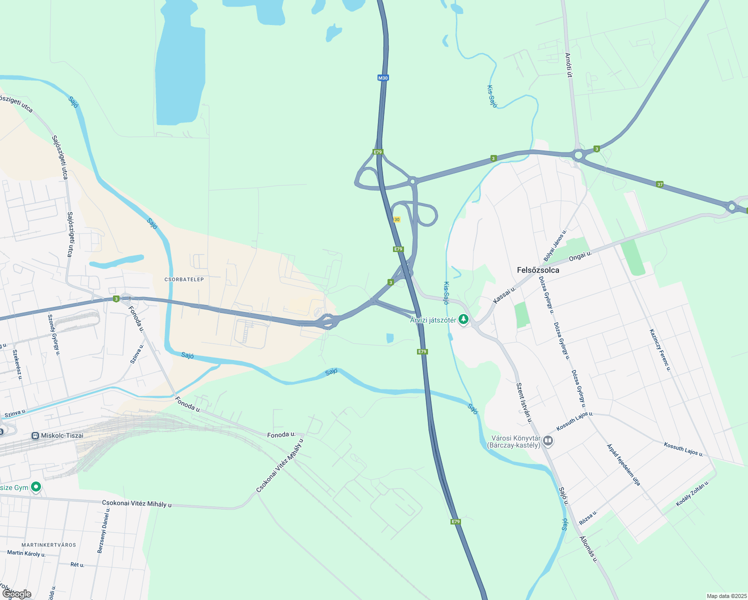 map of restaurants, bars, coffee shops, grocery stores, and more near 30596 in Miskolc