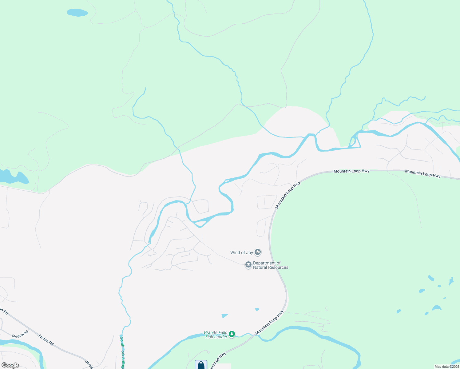 map of restaurants, bars, coffee shops, grocery stores, and more near 20433 133rd Street Northeast in Granite Falls