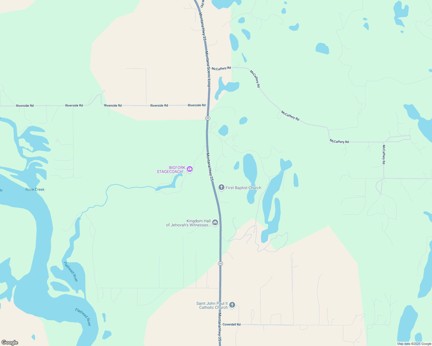 map of restaurants, bars, coffee shops, grocery stores, and more near 173 Parker Ridge Road in Bigfork