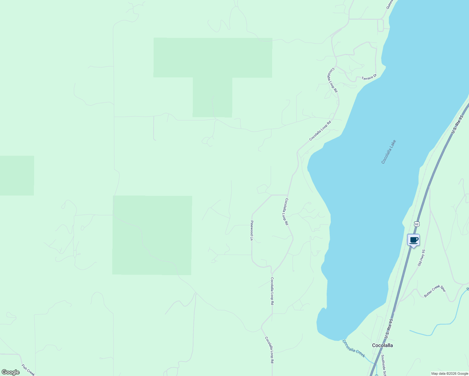 map of restaurants, bars, coffee shops, grocery stores, and more near 239 Rocky Ridge Road in Cocolalla