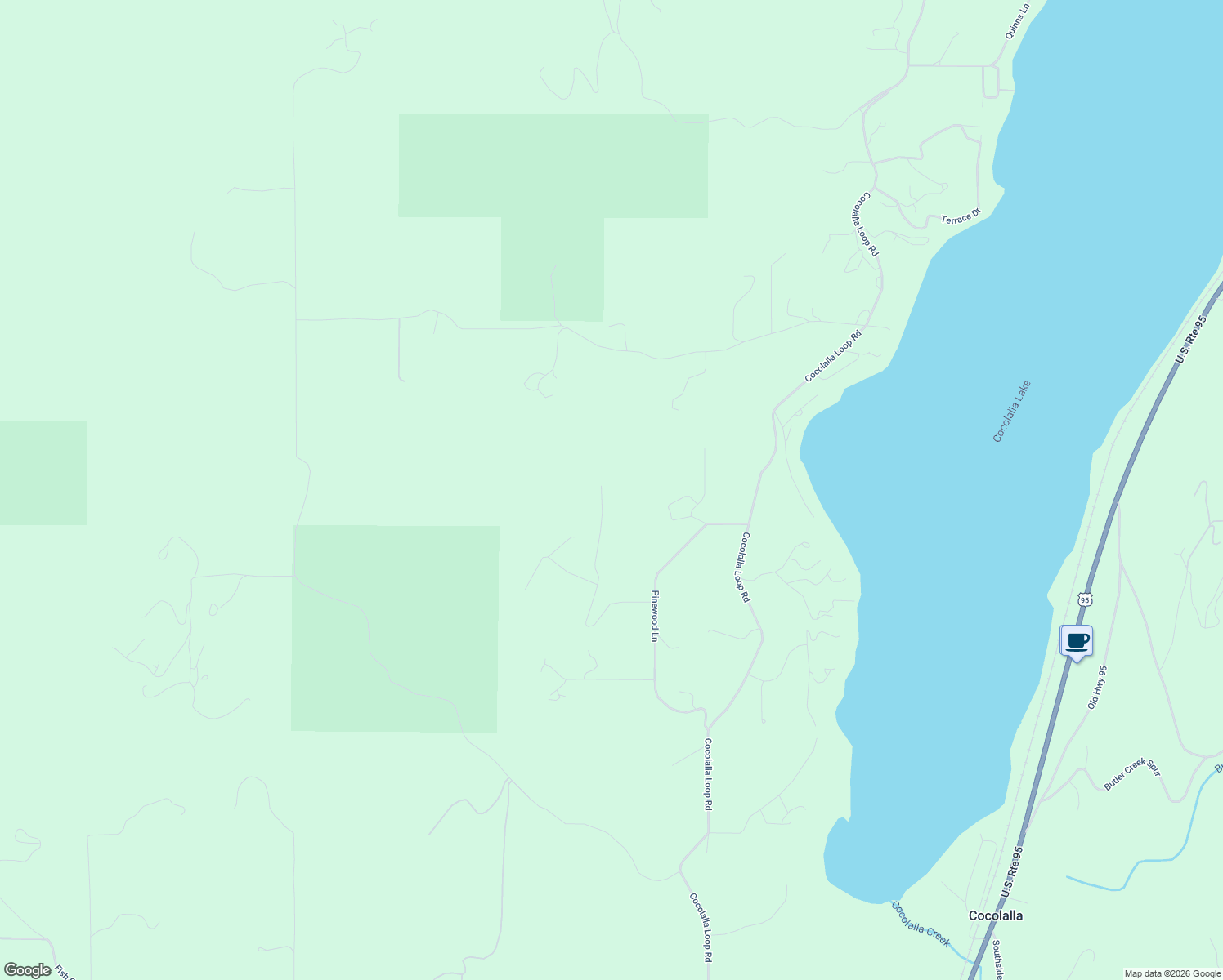 map of restaurants, bars, coffee shops, grocery stores, and more near 239 Rocky Ridge Road in Cocolalla