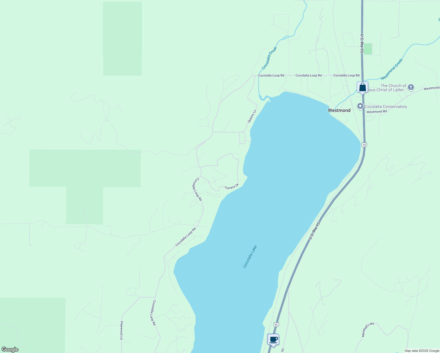 map of restaurants, bars, coffee shops, grocery stores, and more near 174 Lakeview Drive in Cocolalla