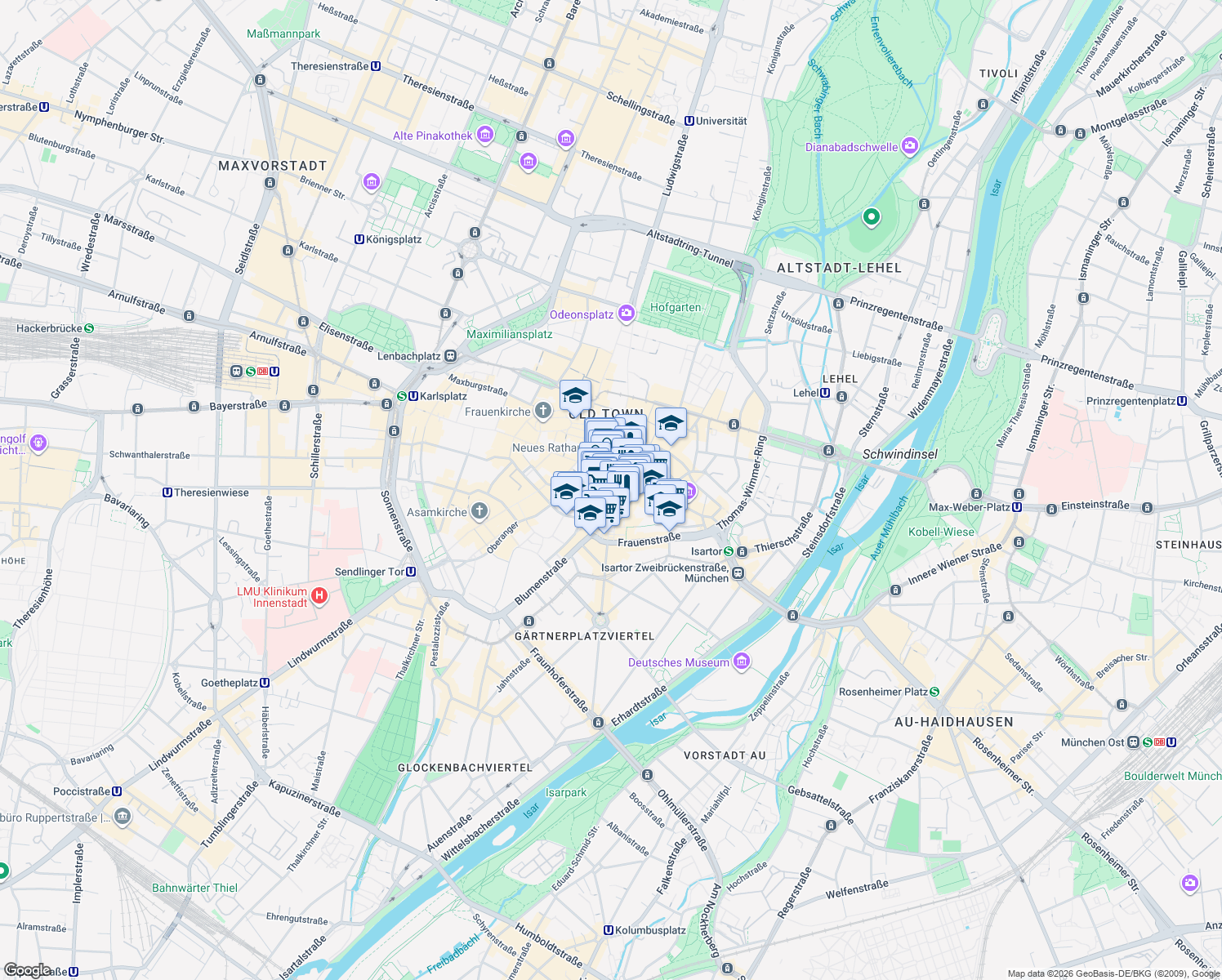map of restaurants, bars, coffee shops, grocery stores, and more near 23 Viktualienmarkt in München