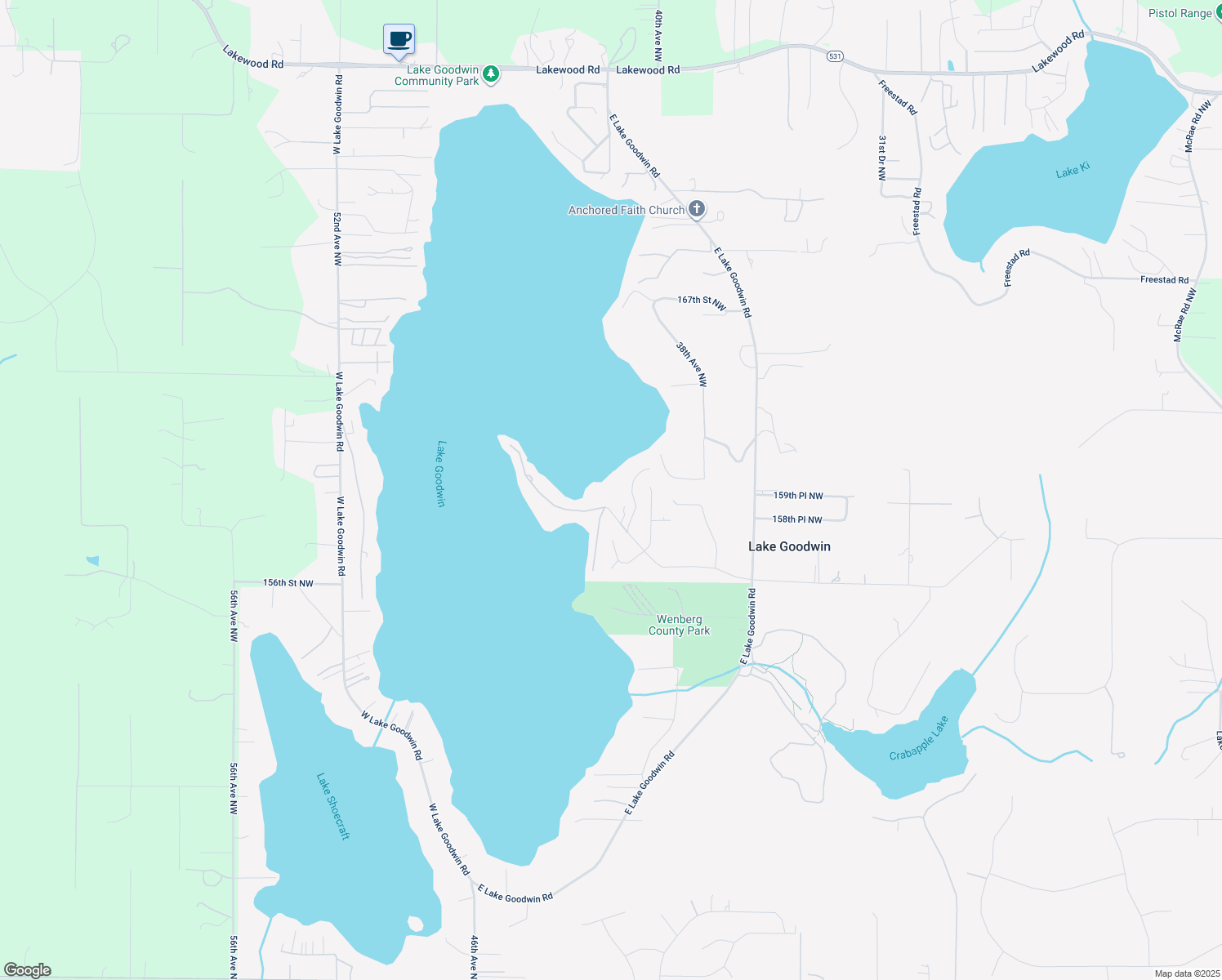 map of restaurants, bars, coffee shops, grocery stores, and more near 4119 Peninsula Road in Stanwood