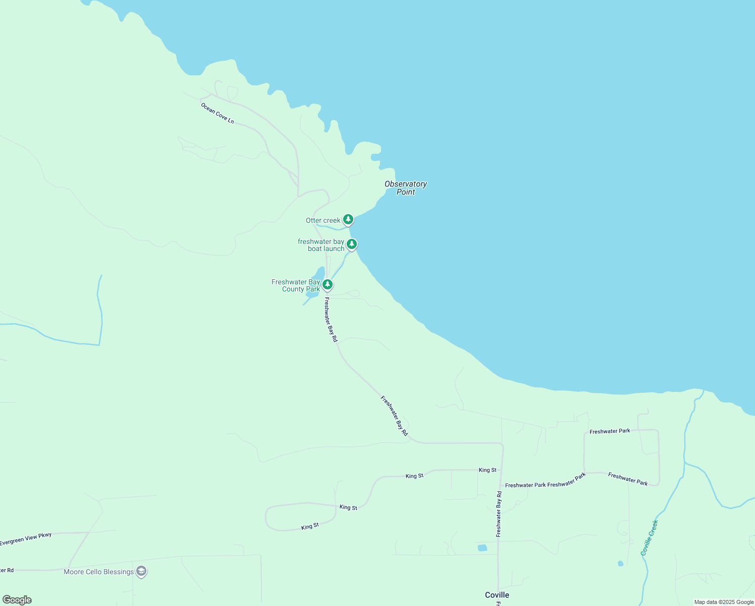 map of restaurants, bars, coffee shops, grocery stores, and more near 2298 Freshwater Bay Road in Port Angeles