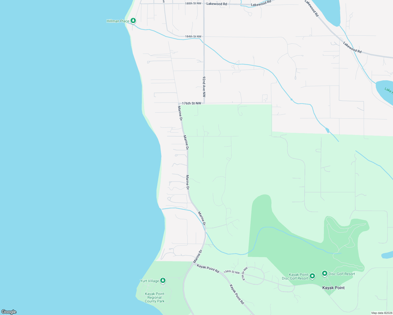map of restaurants, bars, coffee shops, grocery stores, and more near 9206 172nd St NW in Stanwood