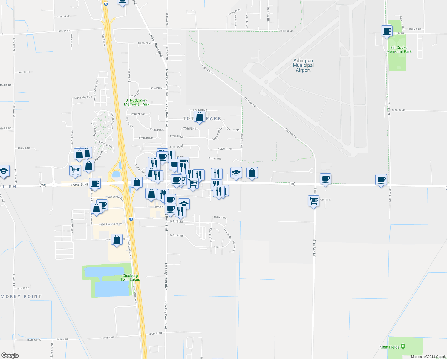 map of restaurants, bars, coffee shops, grocery stores, and more near 4105 Edgecomb Road in Arlington