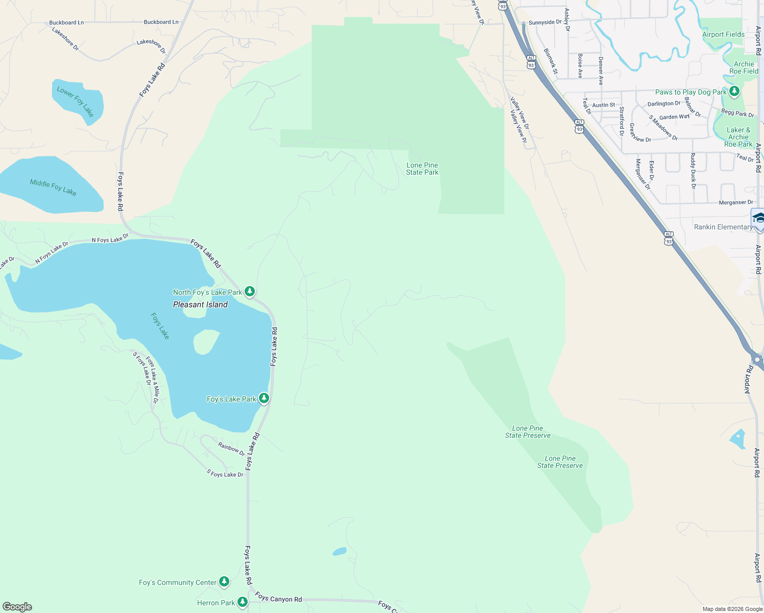 map of restaurants, bars, coffee shops, grocery stores, and more near High Road in Kalispell
