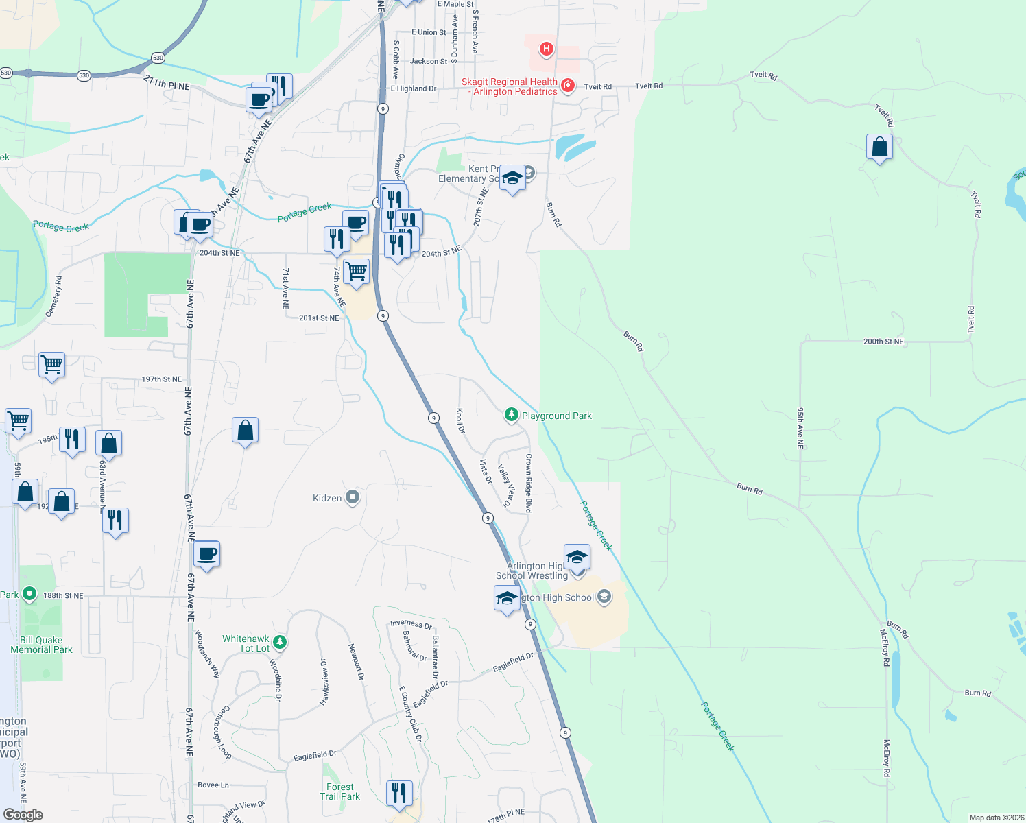 map of restaurants, bars, coffee shops, grocery stores, and more near 8119 Crown Ridge Boulevard in Arlington