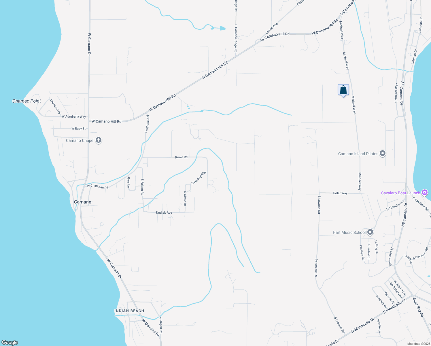 map of restaurants, bars, coffee shops, grocery stores, and more near 945 Rowe Road in Camano