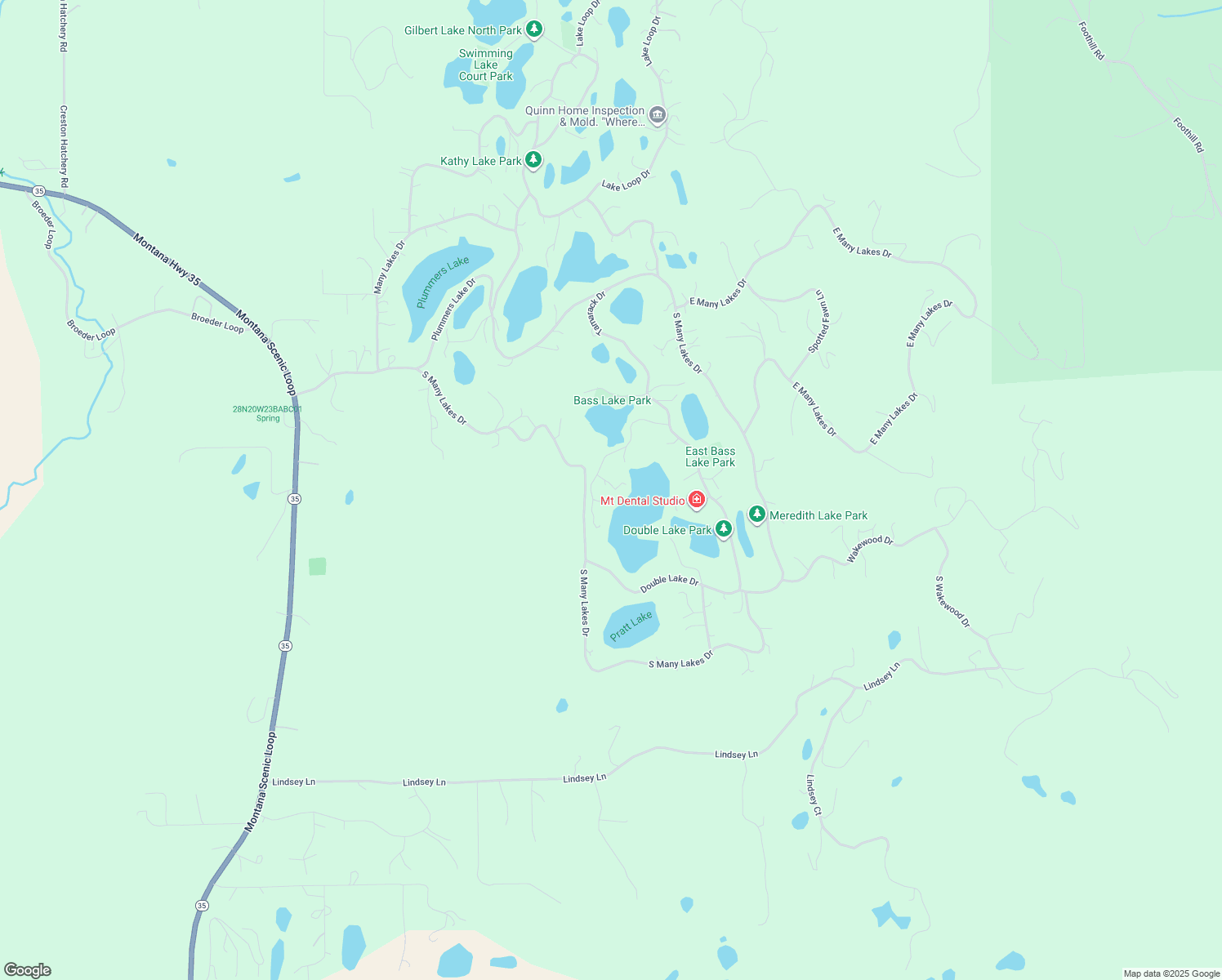 map of restaurants, bars, coffee shops, grocery stores, and more near 75 Bass Lake Drive in Kalispell