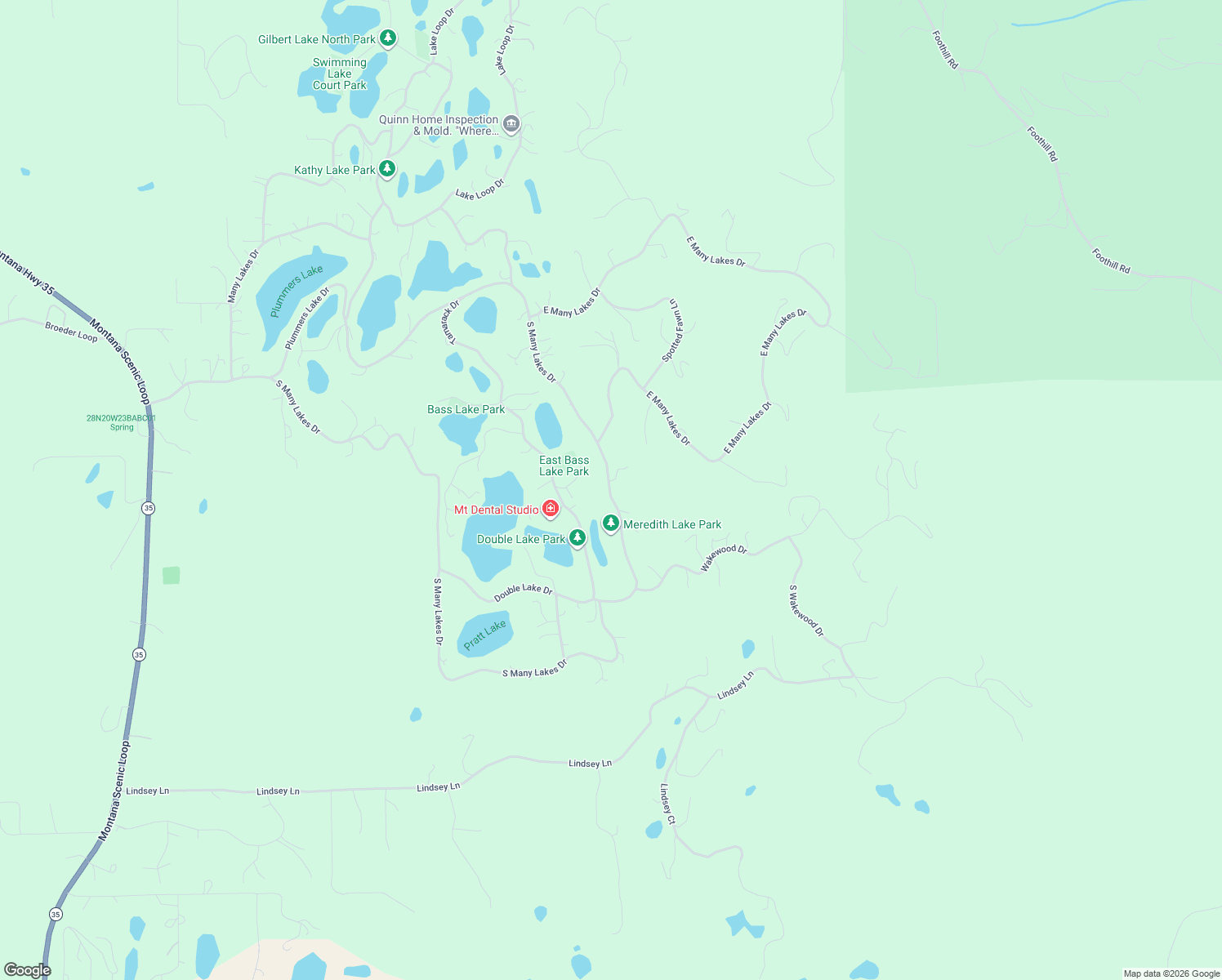 map of restaurants, bars, coffee shops, grocery stores, and more near 273 South Many Lakes Drive in Kalispell