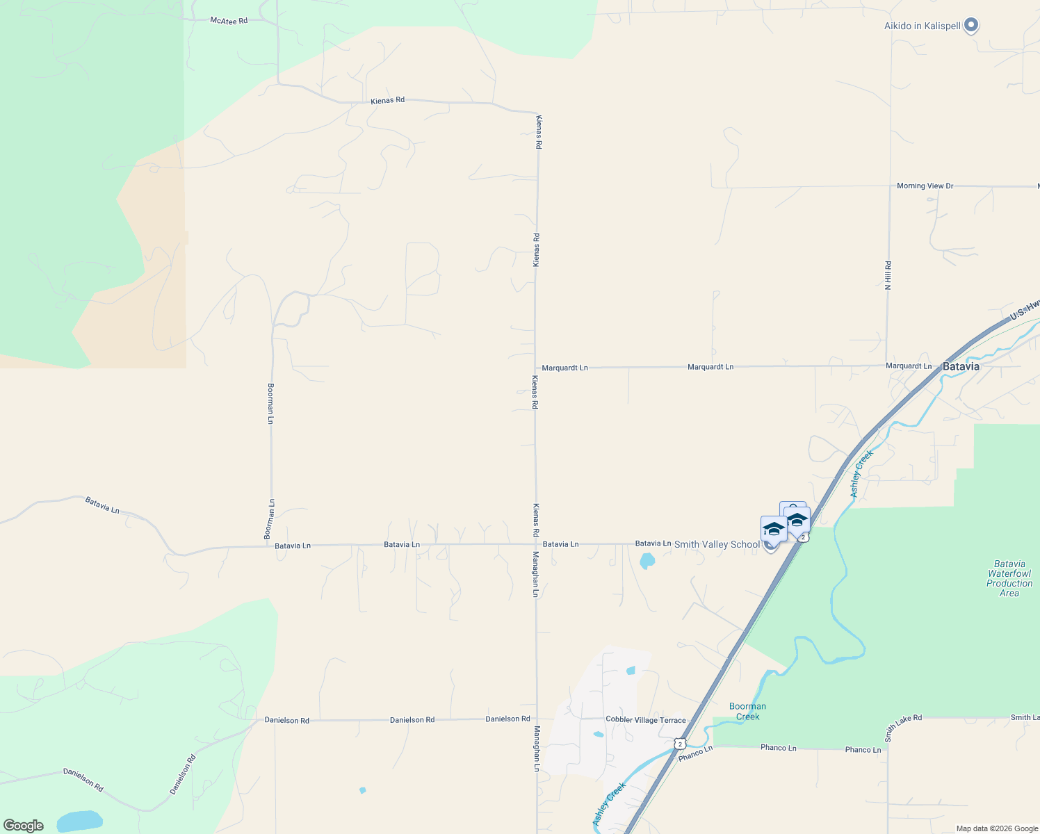 map of restaurants, bars, coffee shops, grocery stores, and more near 144 Kienas Rd in Kalispell