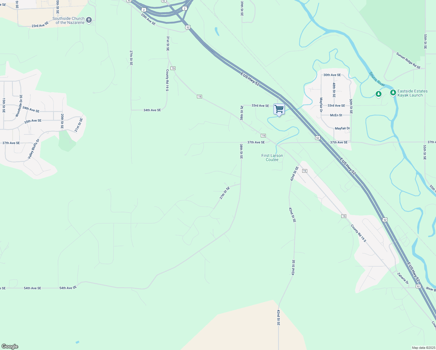 map of restaurants, bars, coffee shops, grocery stores, and more near 3600 40th Avenue Southeast in Minot