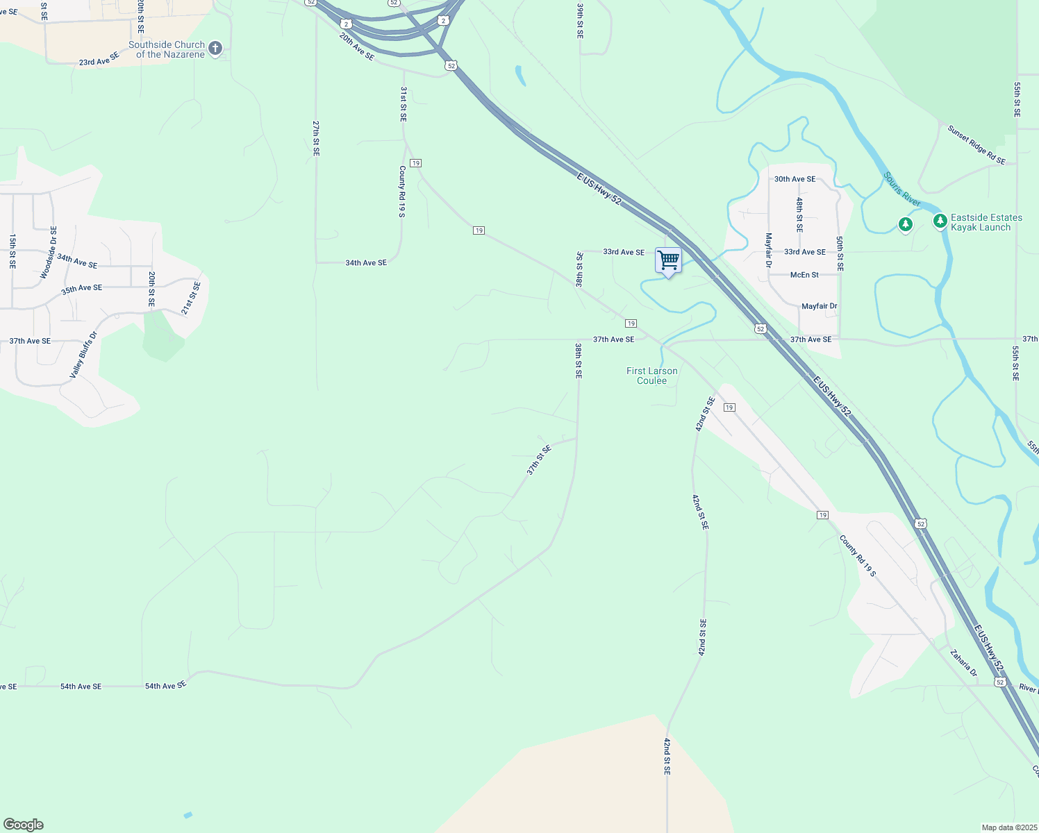 map of restaurants, bars, coffee shops, grocery stores, and more near 3600 40th Avenue Southeast in Minot