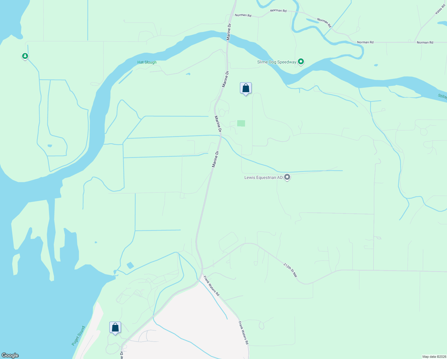 map of restaurants, bars, coffee shops, grocery stores, and more near 22011 Marine Drive in Stanwood