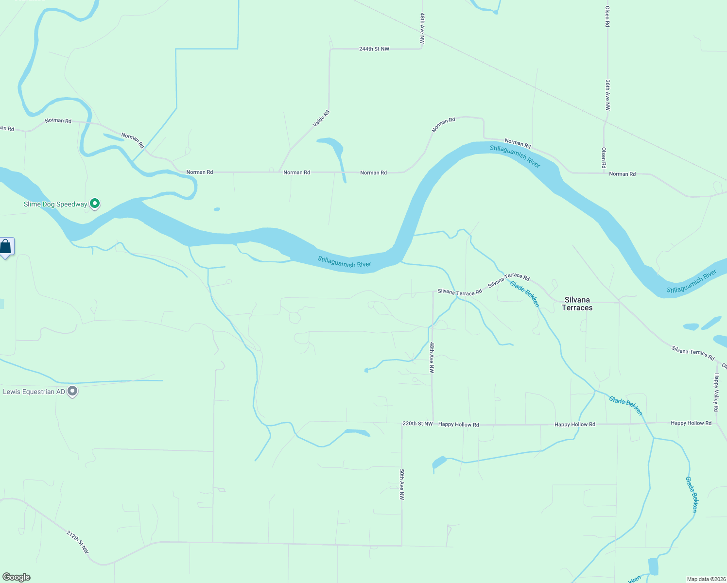 map of restaurants, bars, coffee shops, grocery stores, and more near 5231 Silvana Terrace Road in Stanwood