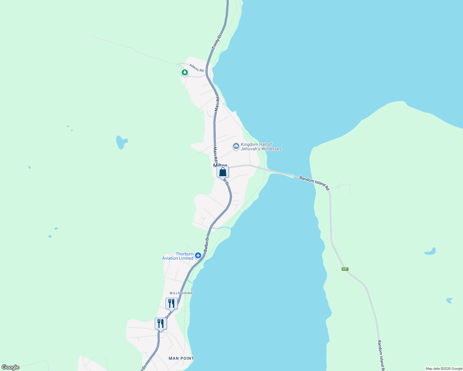 map of restaurants, bars, coffee shops, grocery stores, and more near 266 Newfoundland and Labrador 230 Alternate in Clarenville