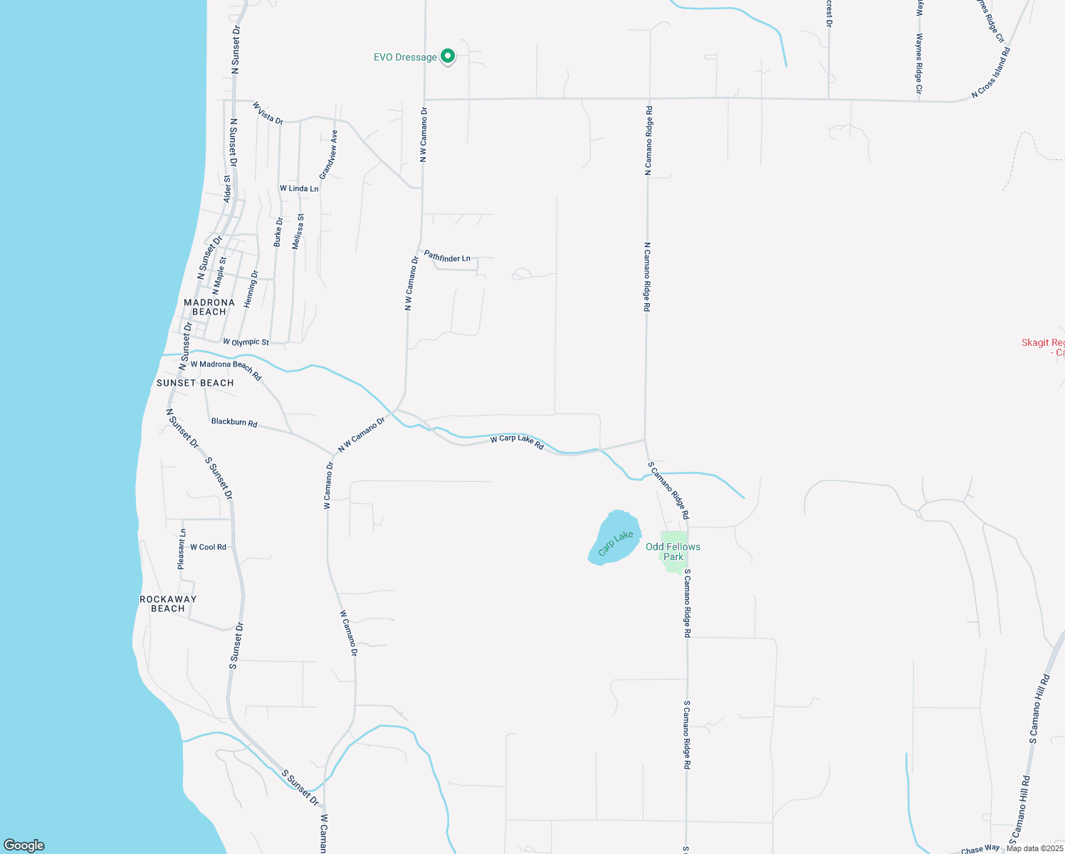map of restaurants, bars, coffee shops, grocery stores, and more near 580 West Carp Lake Road in Camano