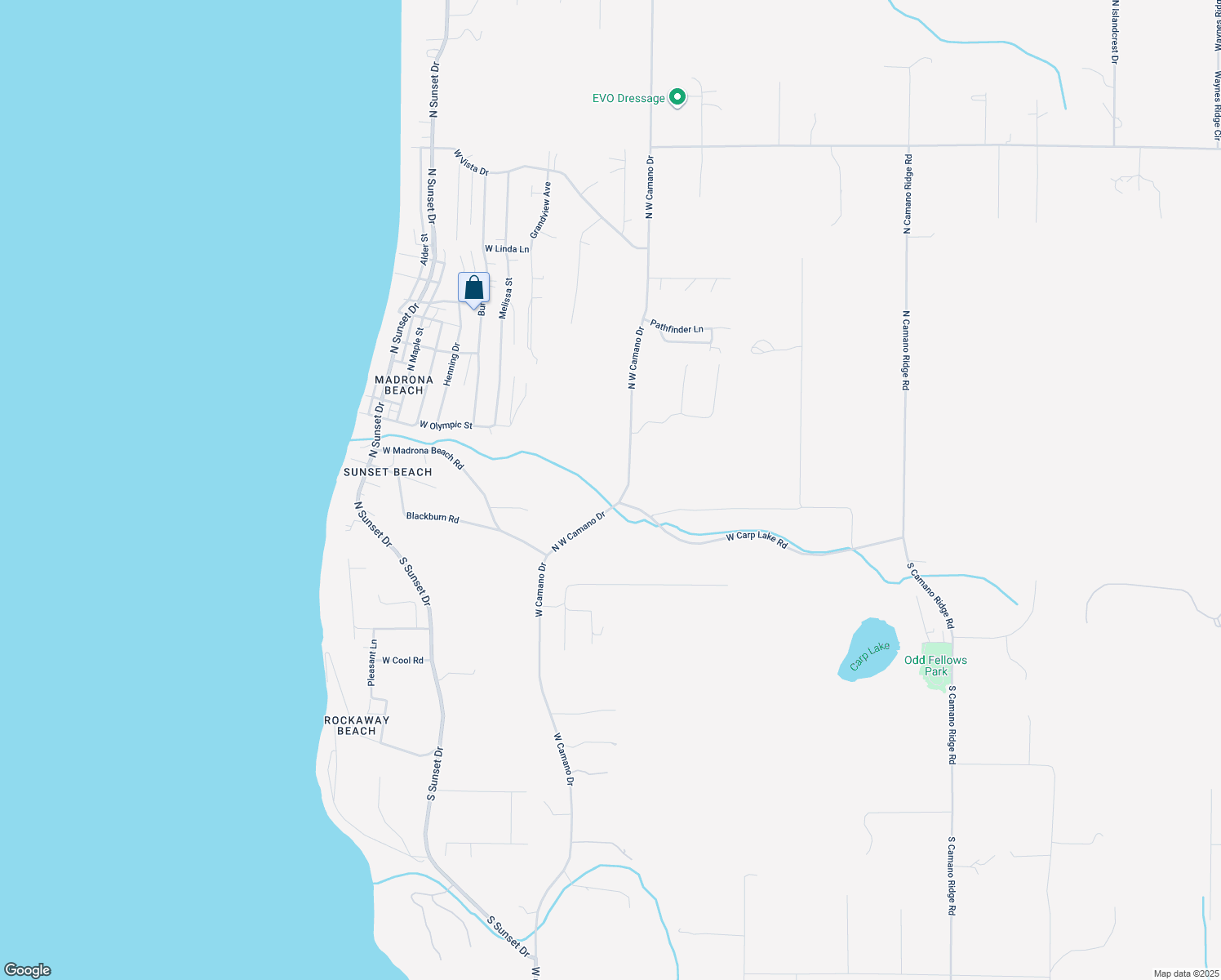 map of restaurants, bars, coffee shops, grocery stores, and more near North West Camano Drive in Camano Island