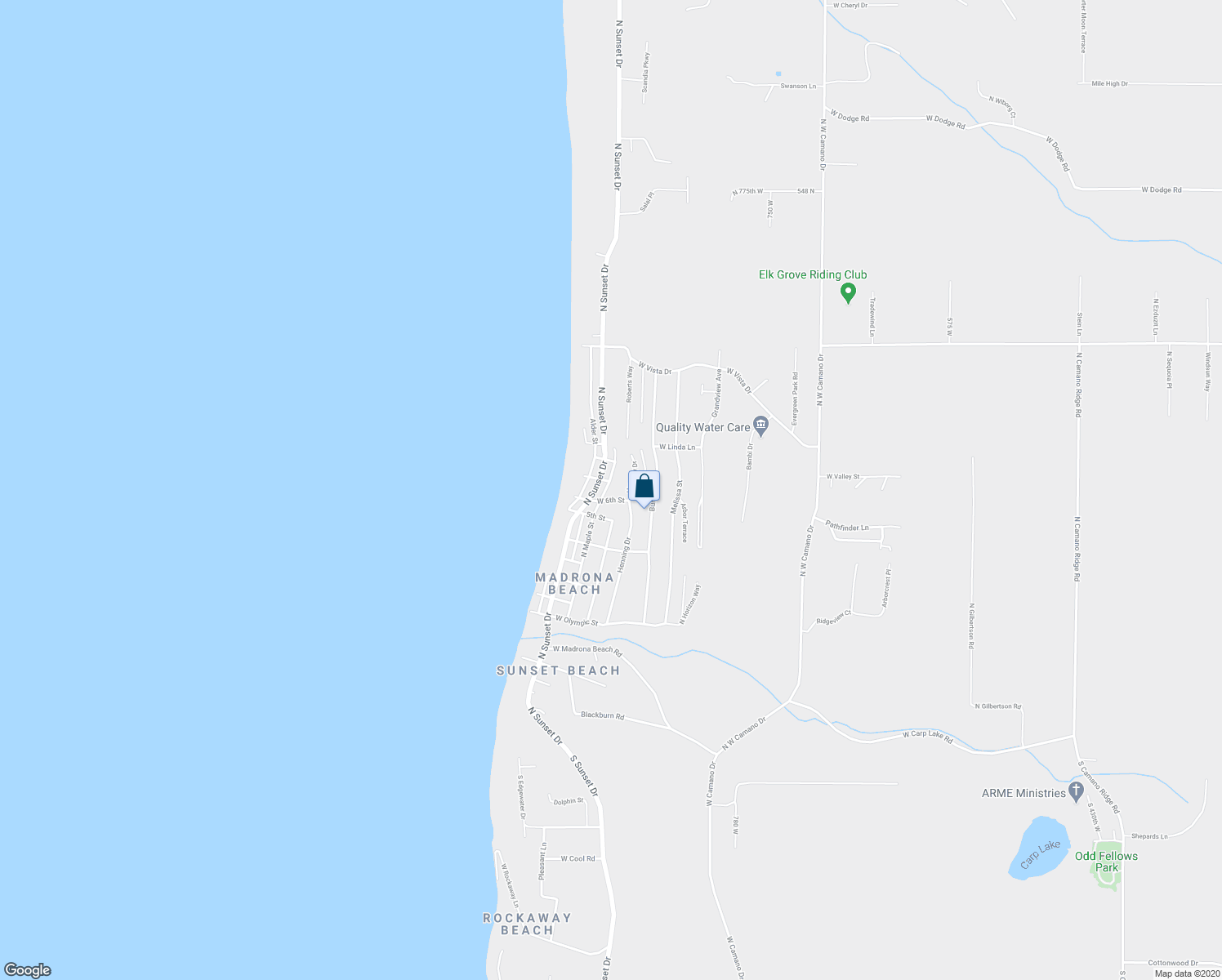 map of restaurants, bars, coffee shops, grocery stores, and more near 257 North Maple Street in Camano