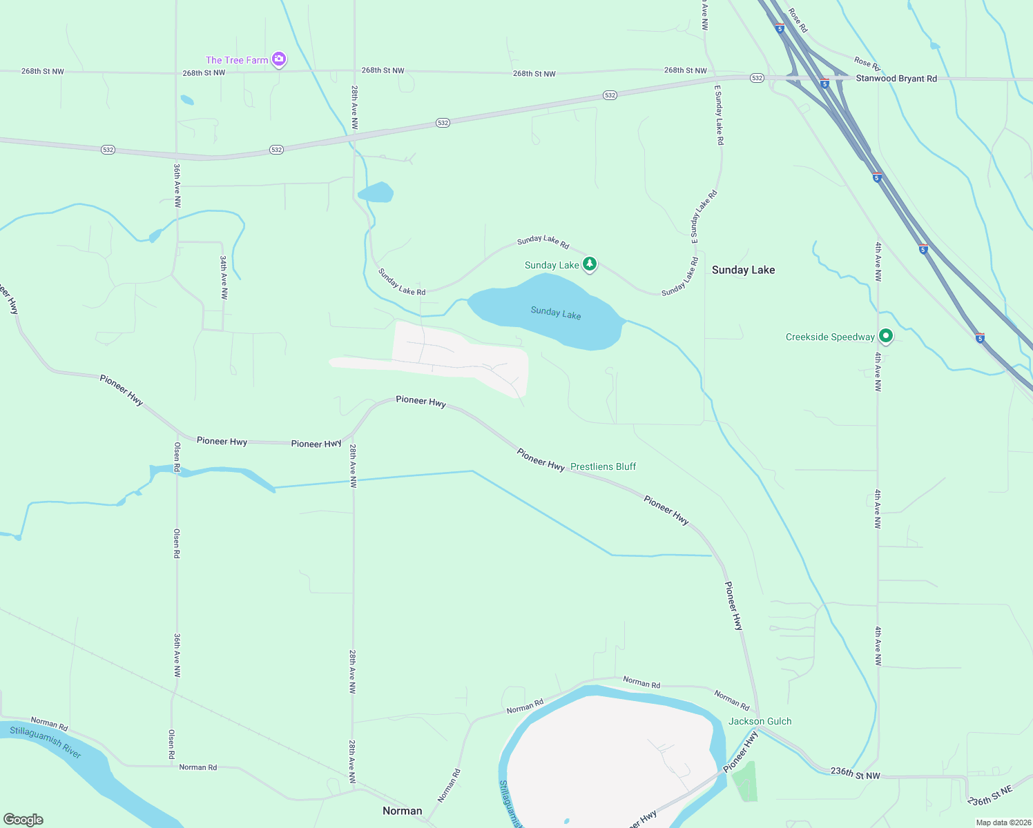 map of restaurants, bars, coffee shops, grocery stores, and more near 2004 252nd Street Northwest in Stanwood