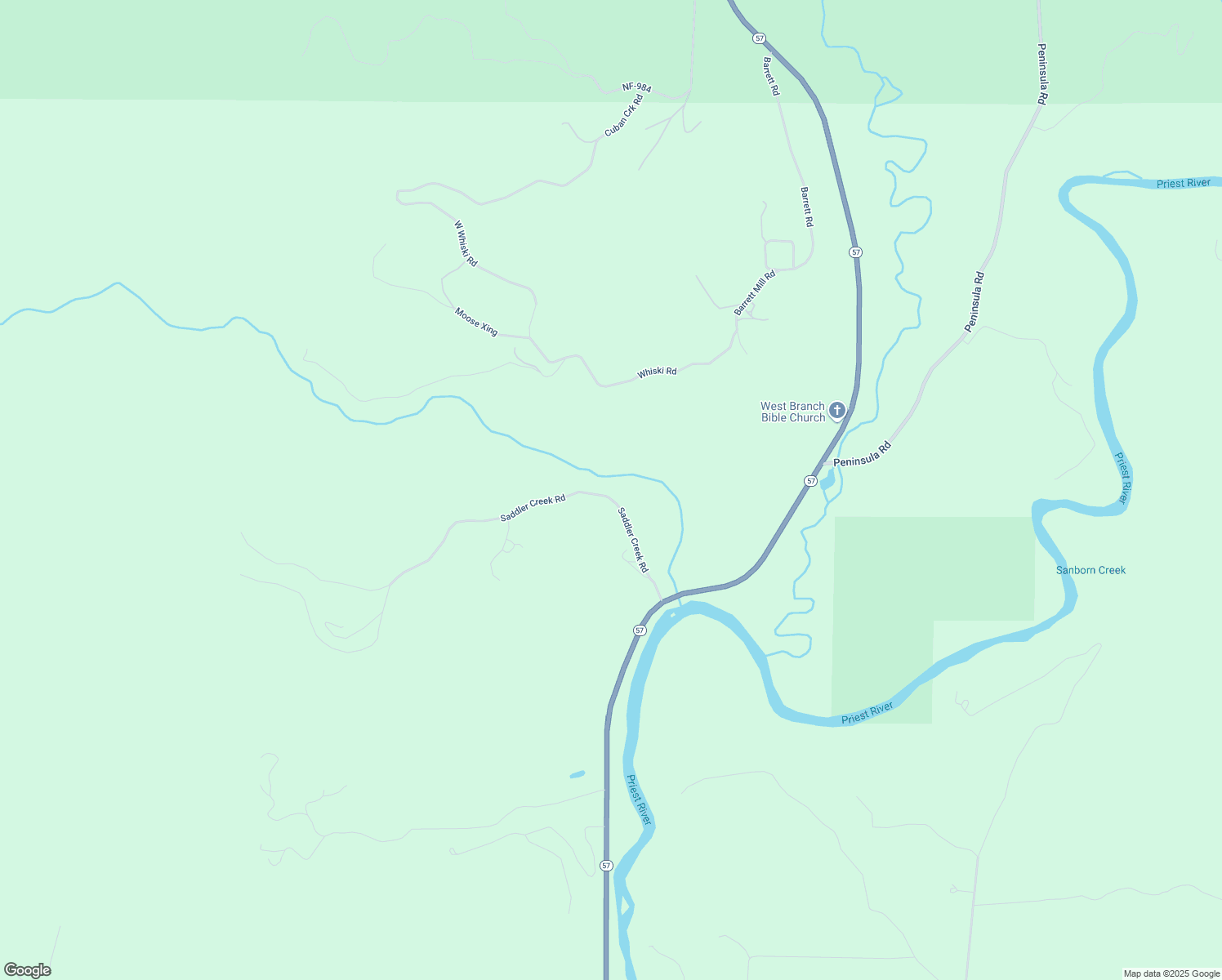 map of restaurants, bars, coffee shops, grocery stores, and more near 329 Saddler Creek Road in Priest River