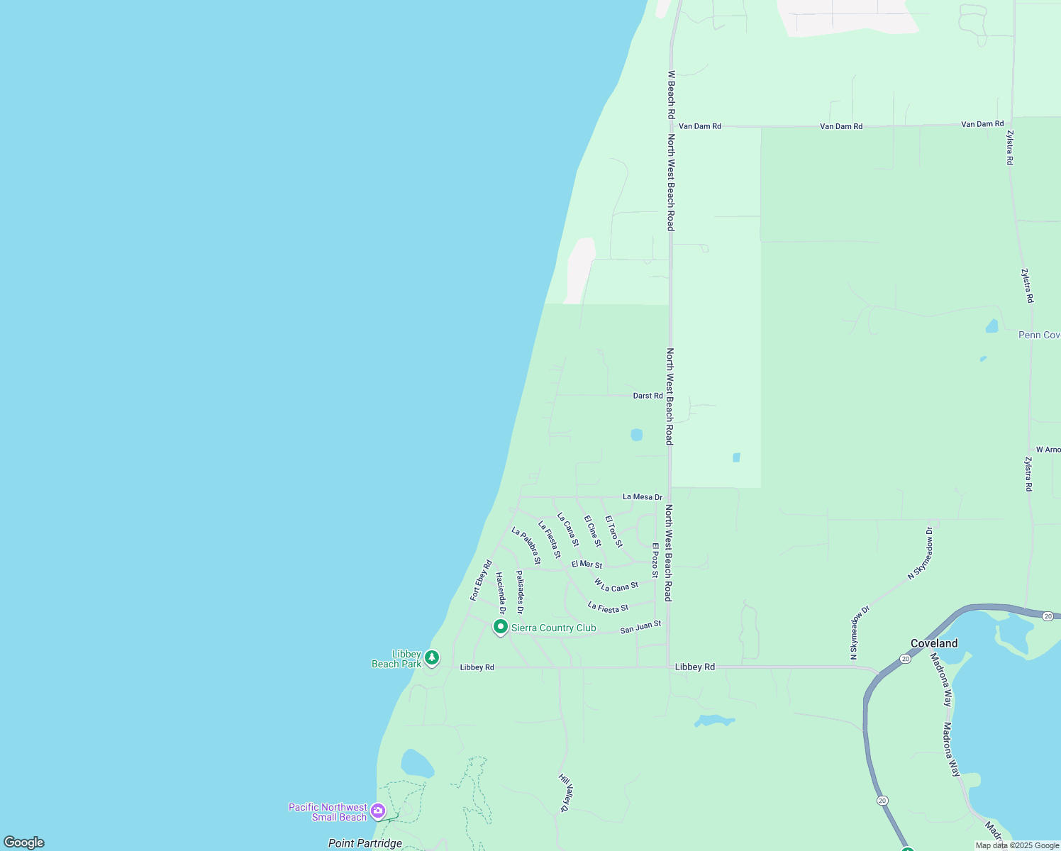 map of restaurants, bars, coffee shops, grocery stores, and more near 865 North Ocean Bluff Lane in Coupeville