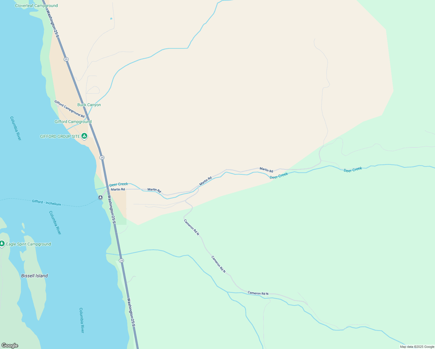 map of restaurants, bars, coffee shops, grocery stores, and more near Martin Road in Stevens County