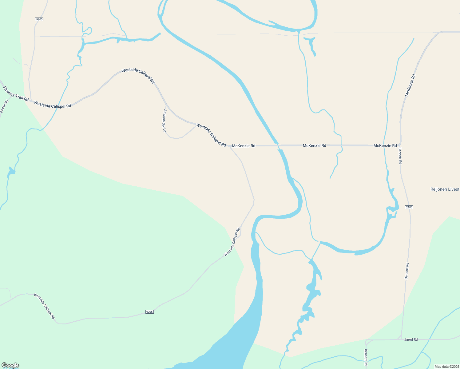 map of restaurants, bars, coffee shops, grocery stores, and more near 11031 Westside Calispell Road in Usk