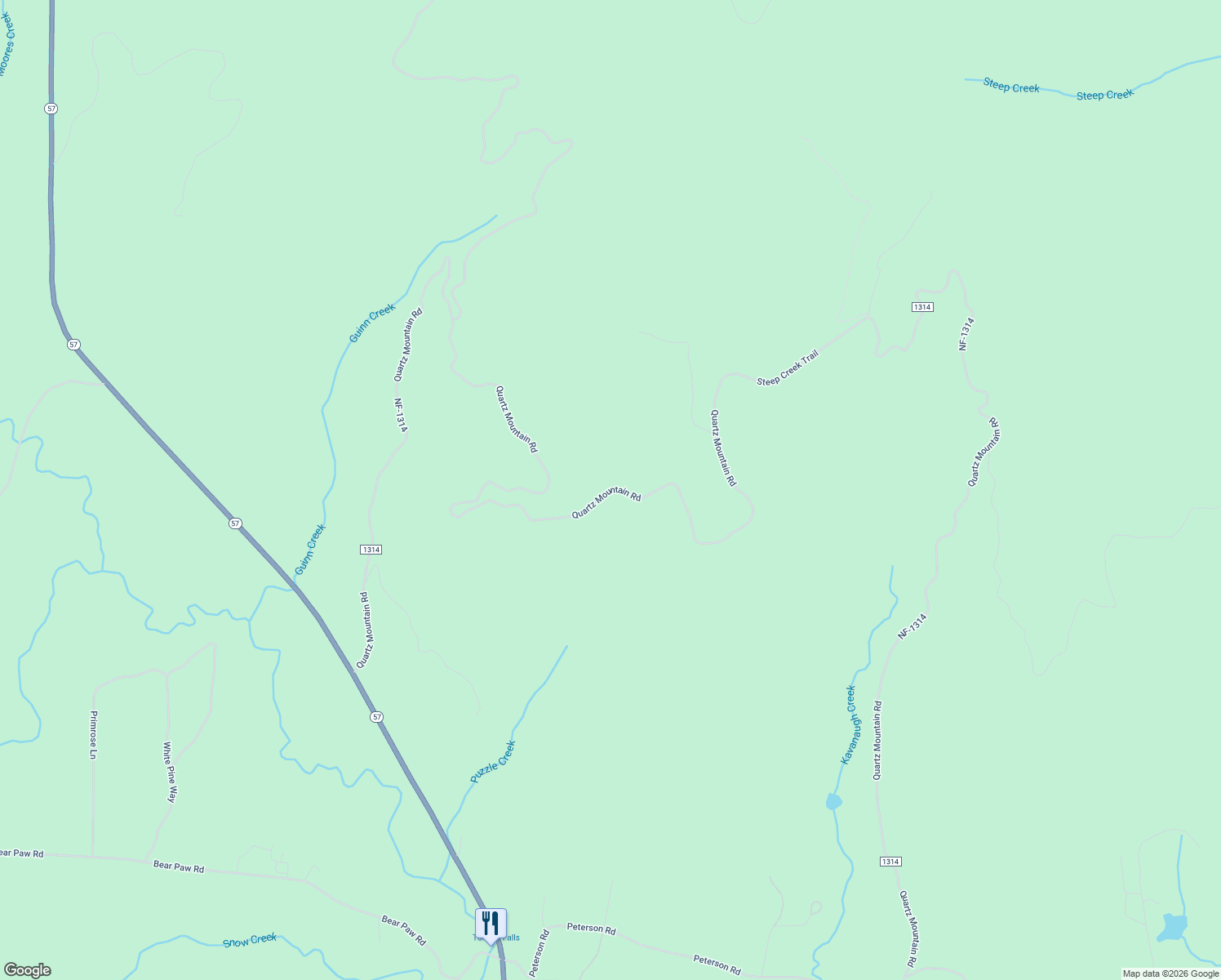 map of restaurants, bars, coffee shops, grocery stores, and more near National Forest Development Road 1355 in Bonner County