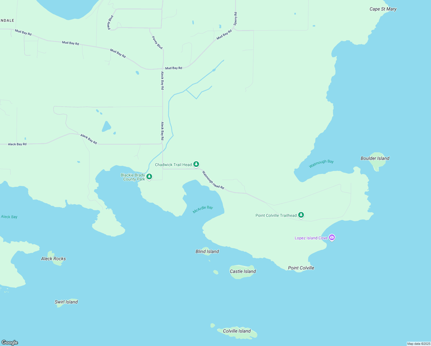 map of restaurants, bars, coffee shops, grocery stores, and more near 463 Watmough Head Road in Lopez Island