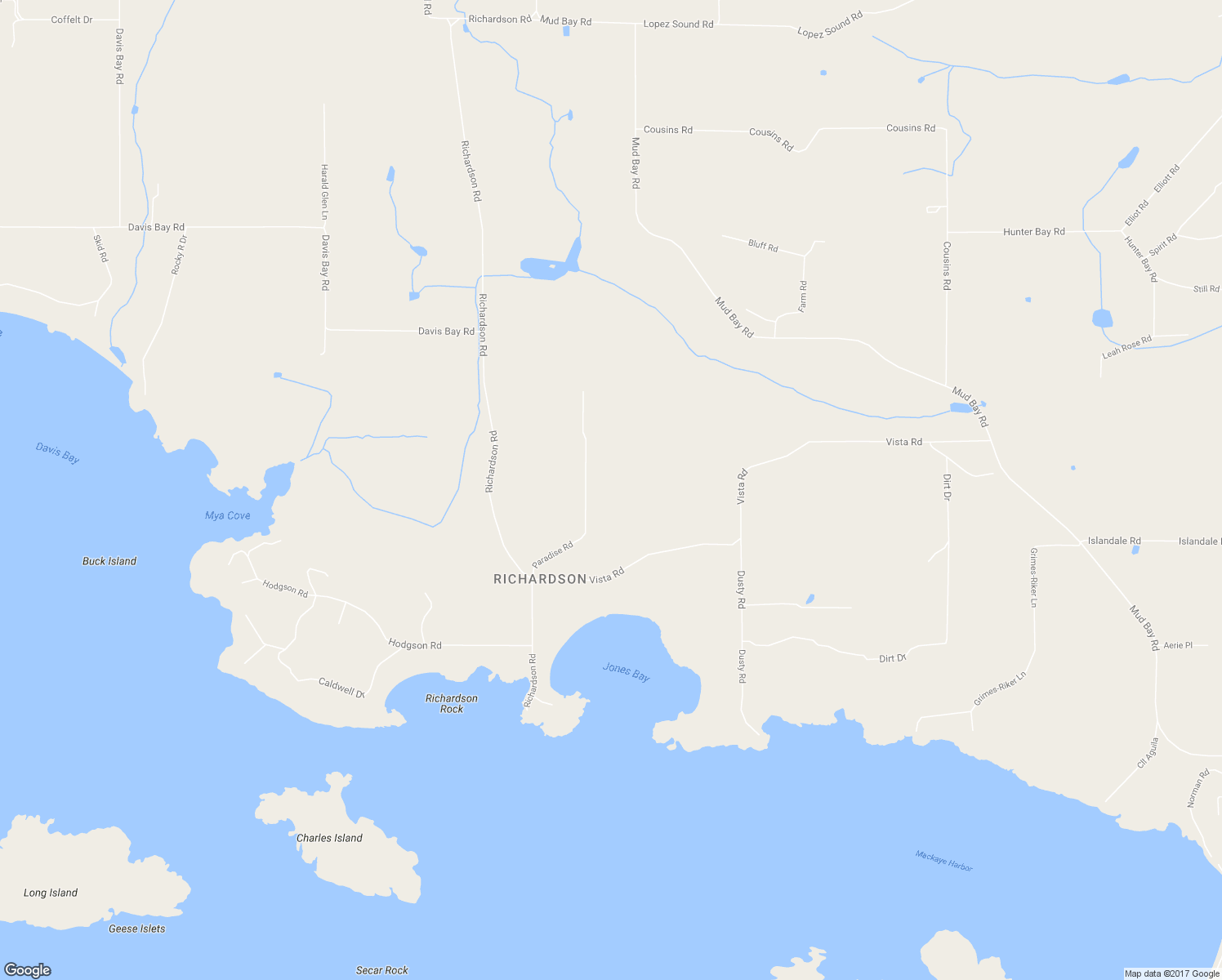 map of restaurants, bars, coffee shops, grocery stores, and more near 282 Paradise Road in Lopez Island