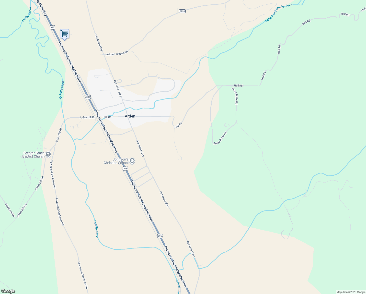 map of restaurants, bars, coffee shops, grocery stores, and more near 716 Winslow Road in Colville