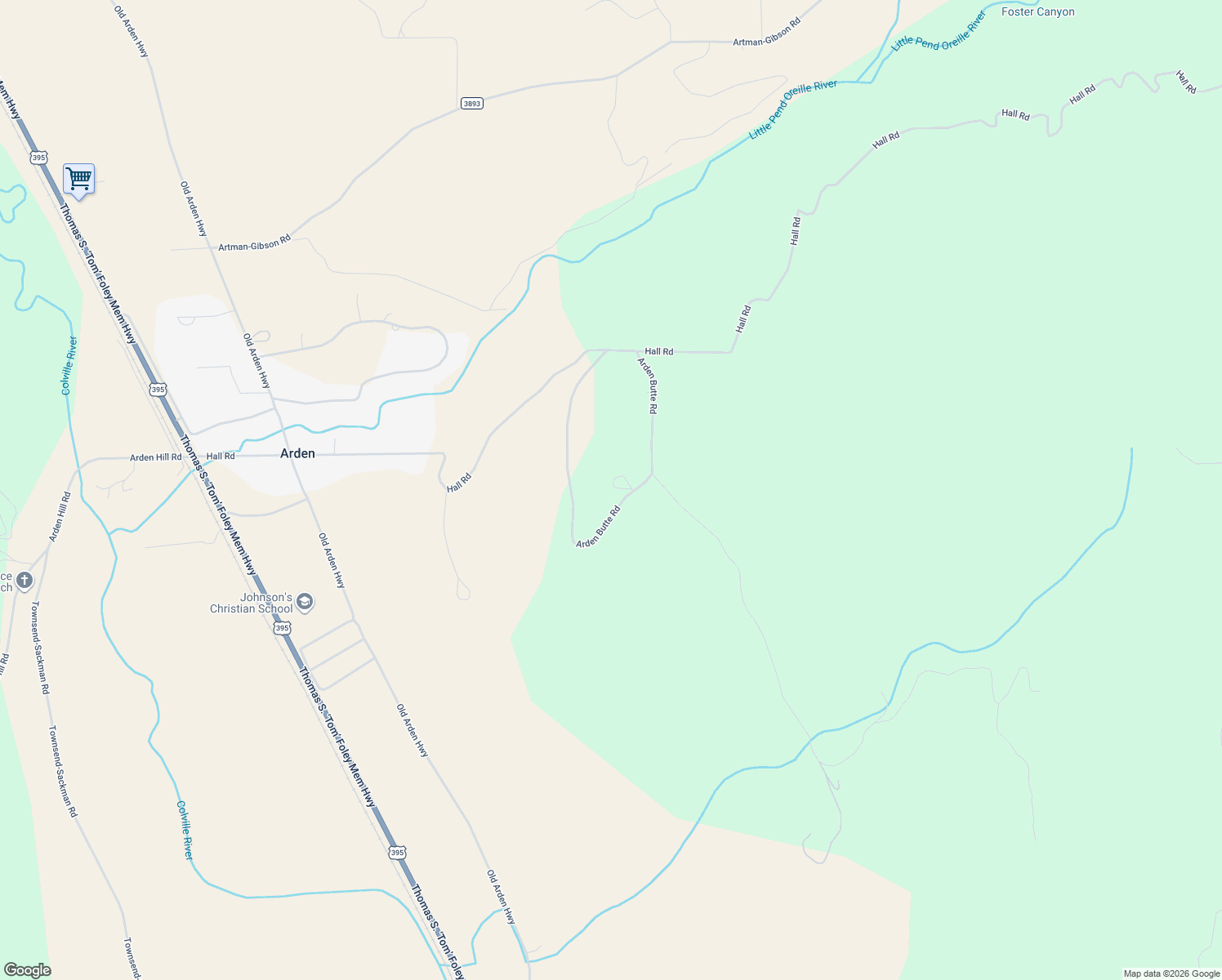 map of restaurants, bars, coffee shops, grocery stores, and more near 753C Arden Butte Road in Colville