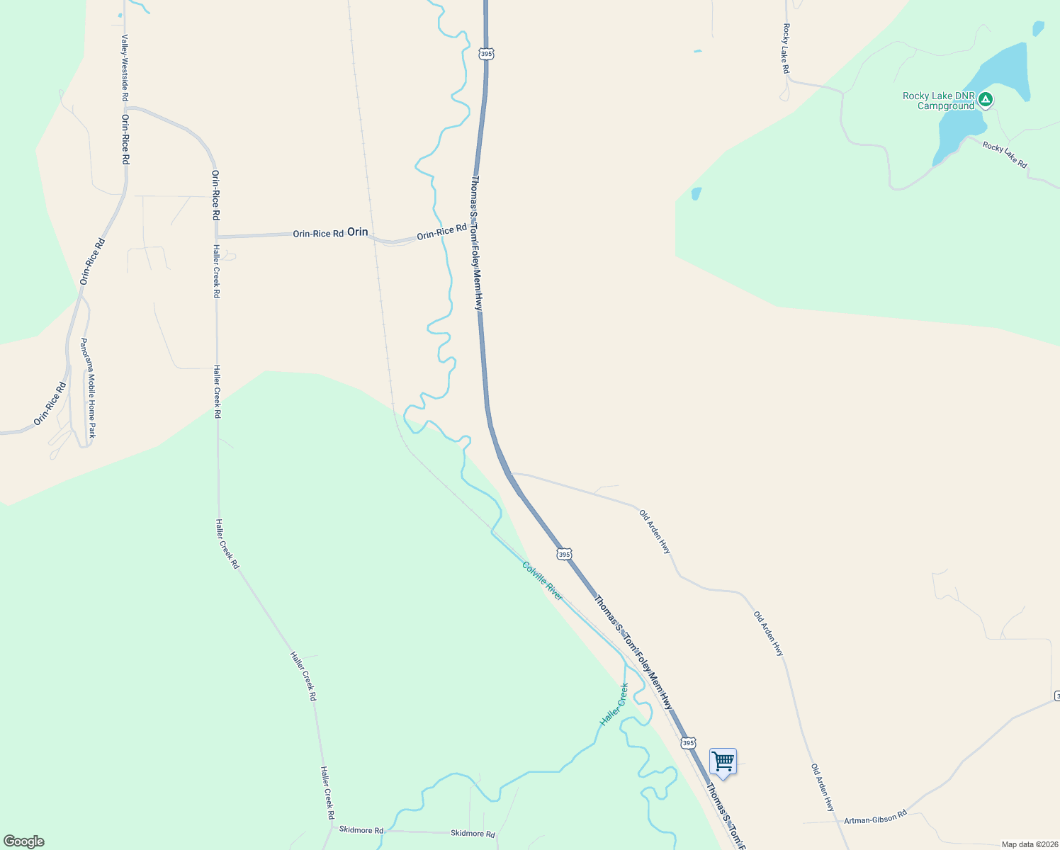 map of restaurants, bars, coffee shops, grocery stores, and more near 419 U.S. 395 in Colville
