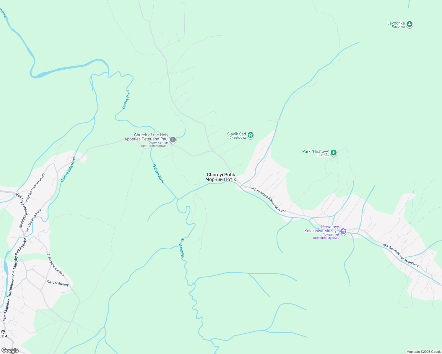 map of restaurants, bars, coffee shops, grocery stores, and more near in Chornyi Potik